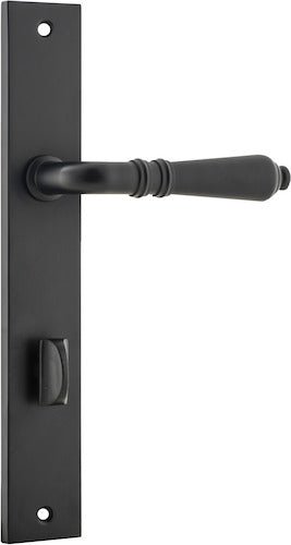 Sarlat Lever - Rectangular Backplate - Entry Point - Iver - Matt Black - Door Levers