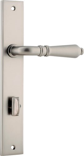 Sarlat Lever - Rectangular Backplate - Entry Point - Iver - Satin Nickel - Door Levers