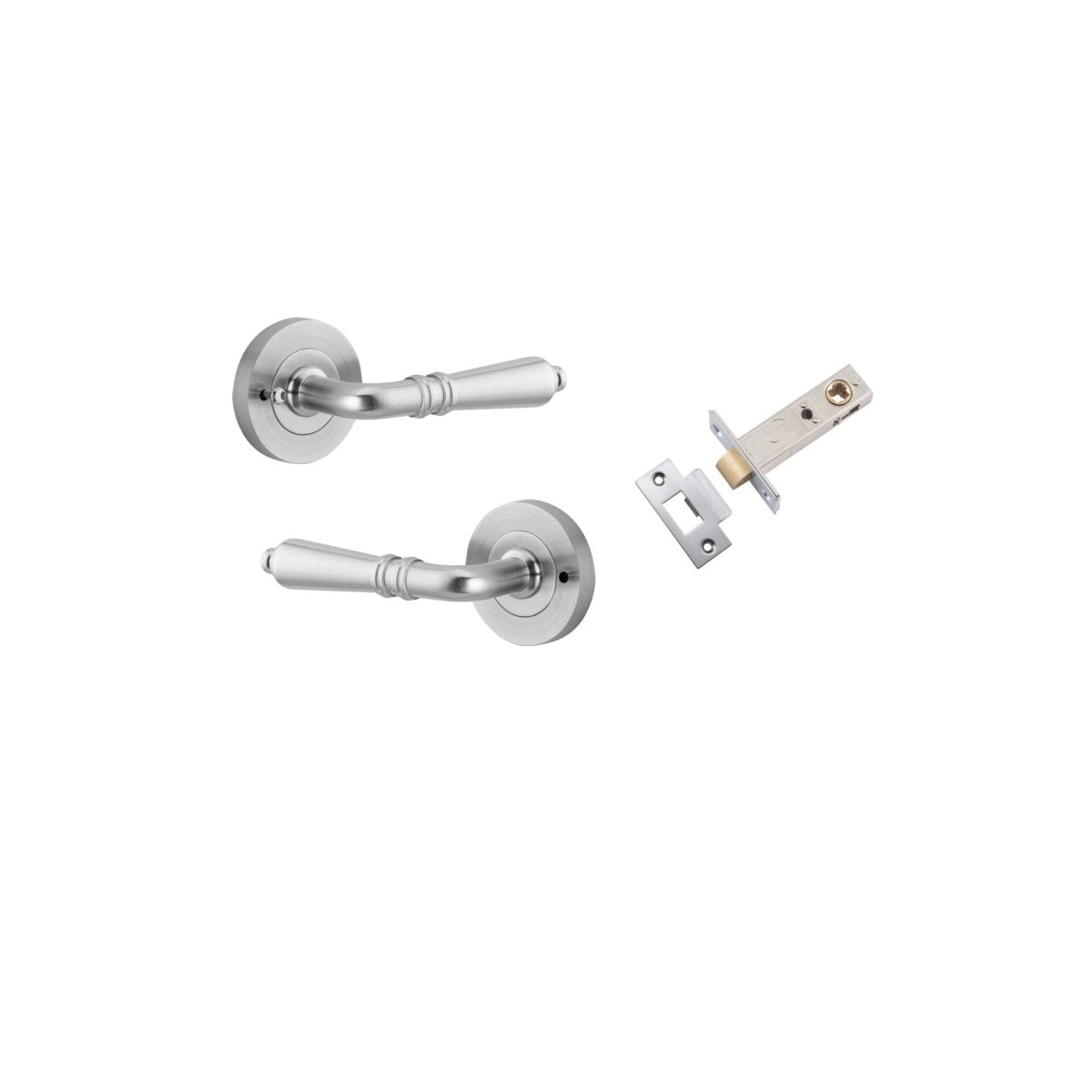 Sarlat Lever - Round Rose - Entry Point - Iver - Brushed Chrome - Door Levers