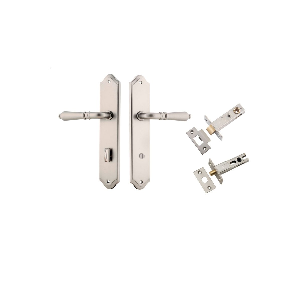 Sarlat Lever - Shouldered Backplate - Entry Point - Iver - Satin Nickel - Door Levers