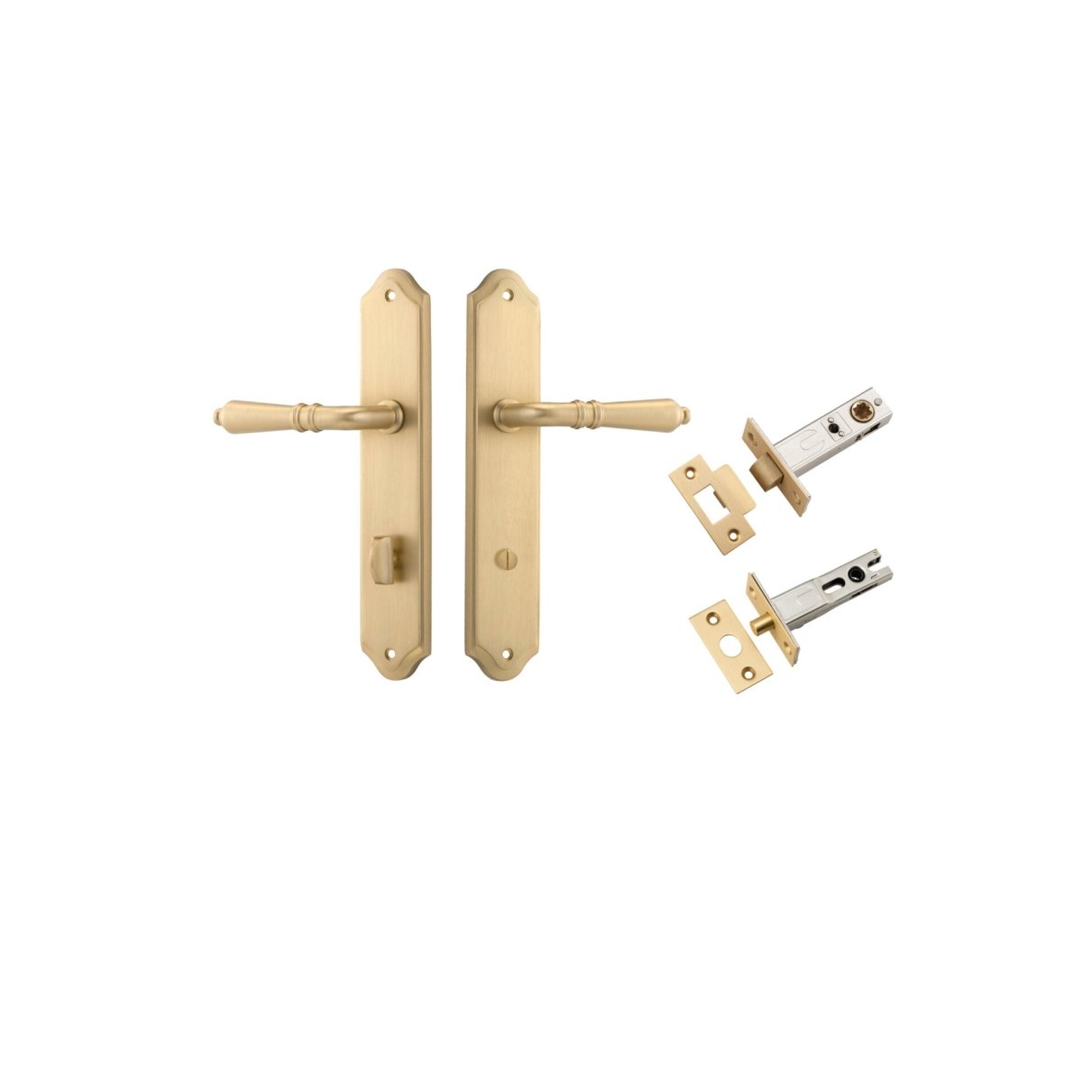 Sarlat Lever - Shouldered Backplate - Entry Point - Iver - Brushed Brass - Door Levers