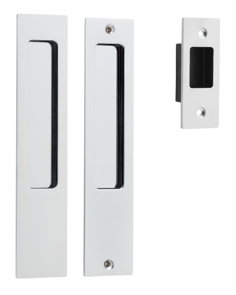 Sliding Door Flush Pull Passage - Rectangular - Entry Point - Iver - Polished Chrome - Sliding Door Pulls