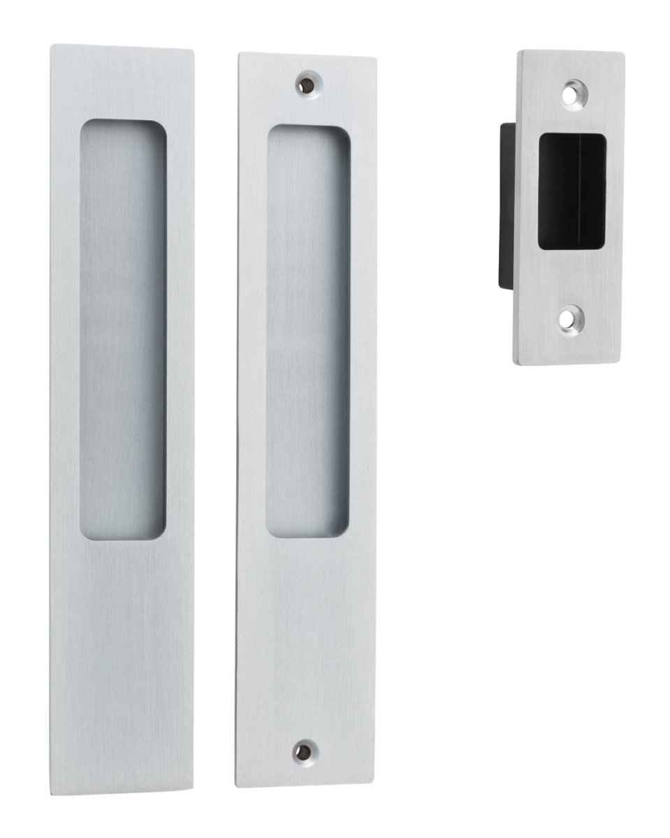 Sliding Door Flush Pull Passage - Rectangular - Entry Point - Iver - Brushed Chrome - Sliding Door Pulls