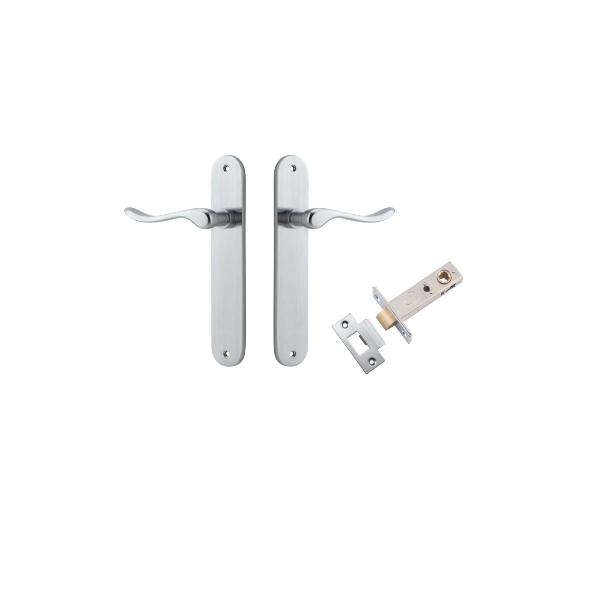 Stirling Lever - Oval Backplate - Entry Point - Iver - Brushed Chrome - Door Levers