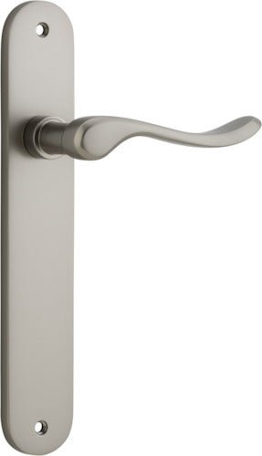 Stirling Lever - Oval Backplate - Entry Point - Iver - Satin Nickel - Door Levers