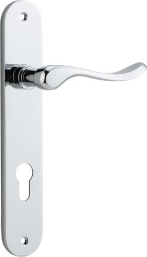 Stirling Lever - Oval Backplate - Entry Point - Iver - Polished Chrome - Door Levers