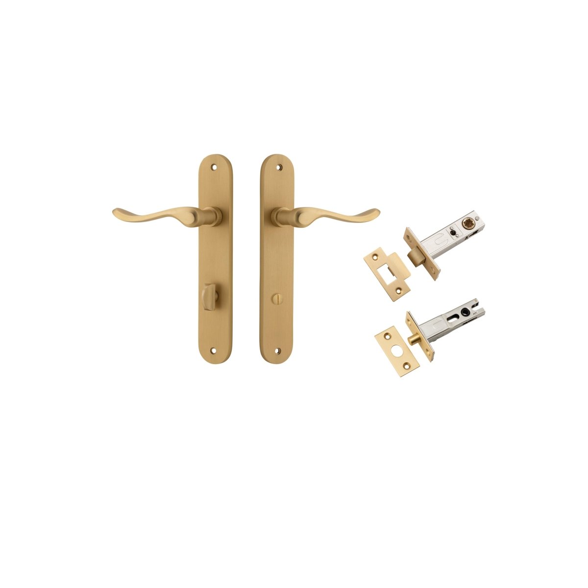 Stirling Lever - Oval Backplate - Entry Point - Iver - Brushed Brass - Door Levers