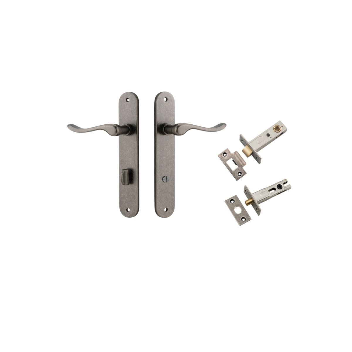 Stirling Lever - Oval Backplate - Entry Point - Iver - Distressed Nickel - Door Levers