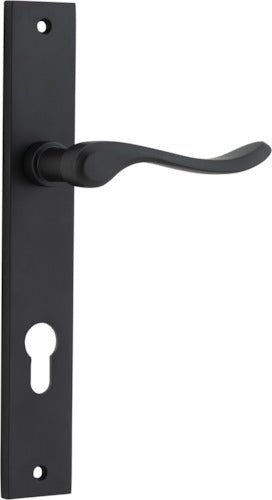 Stirling Lever - Rectangular Backplate - Entry Point - Iver - Matt Black - Door Levers