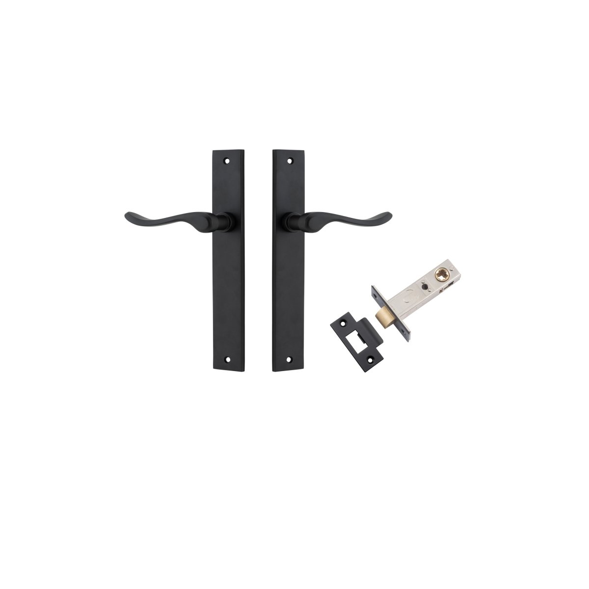 Stirling Lever - Rectangular Backplate - Entry Point - Iver - Matt Black - Door Levers