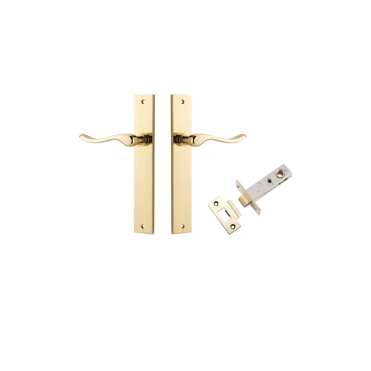 Stirling Lever - Rectangular Backplate - Entry Point - Iver - Polished Brass - Door Levers