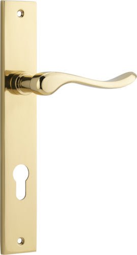 Stirling Lever - Rectangular Backplate - Entry Point - Iver - Polished Brass - Door Levers