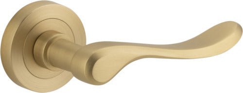 Stirling Lever - Round Rose - Entry Point - Iver - Brushed Brass - Door Levers