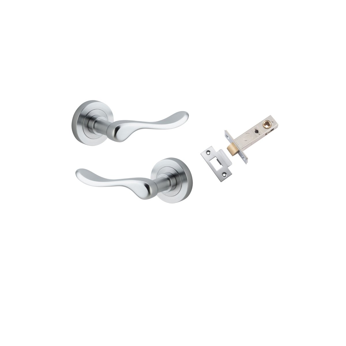 Stirling Lever - Round Rose - Entry Point - Iver - Brushed Chrome - Door Levers