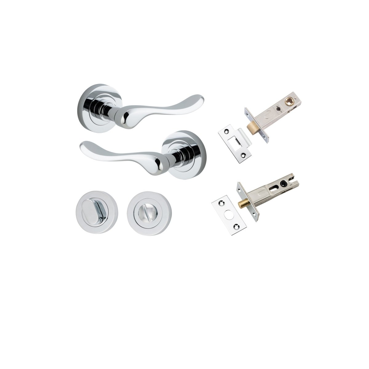 Stirling Lever - Round Rose - Entry Point - Iver - Polished Chrome - Door Levers