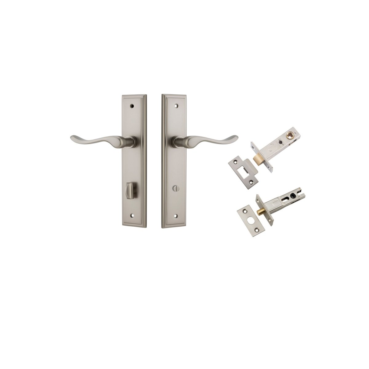 Stirling Lever - Stepped Backplate - Entry Point - Iver - Satin Nickel - Door Levers