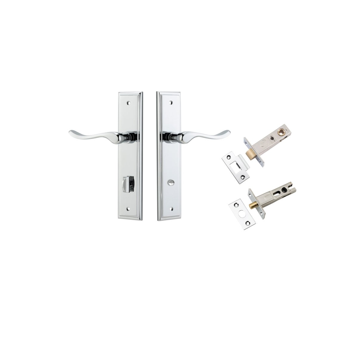 Stirling Lever - Stepped Backplate - Entry Point - Iver - Polished Chrome - Door Levers