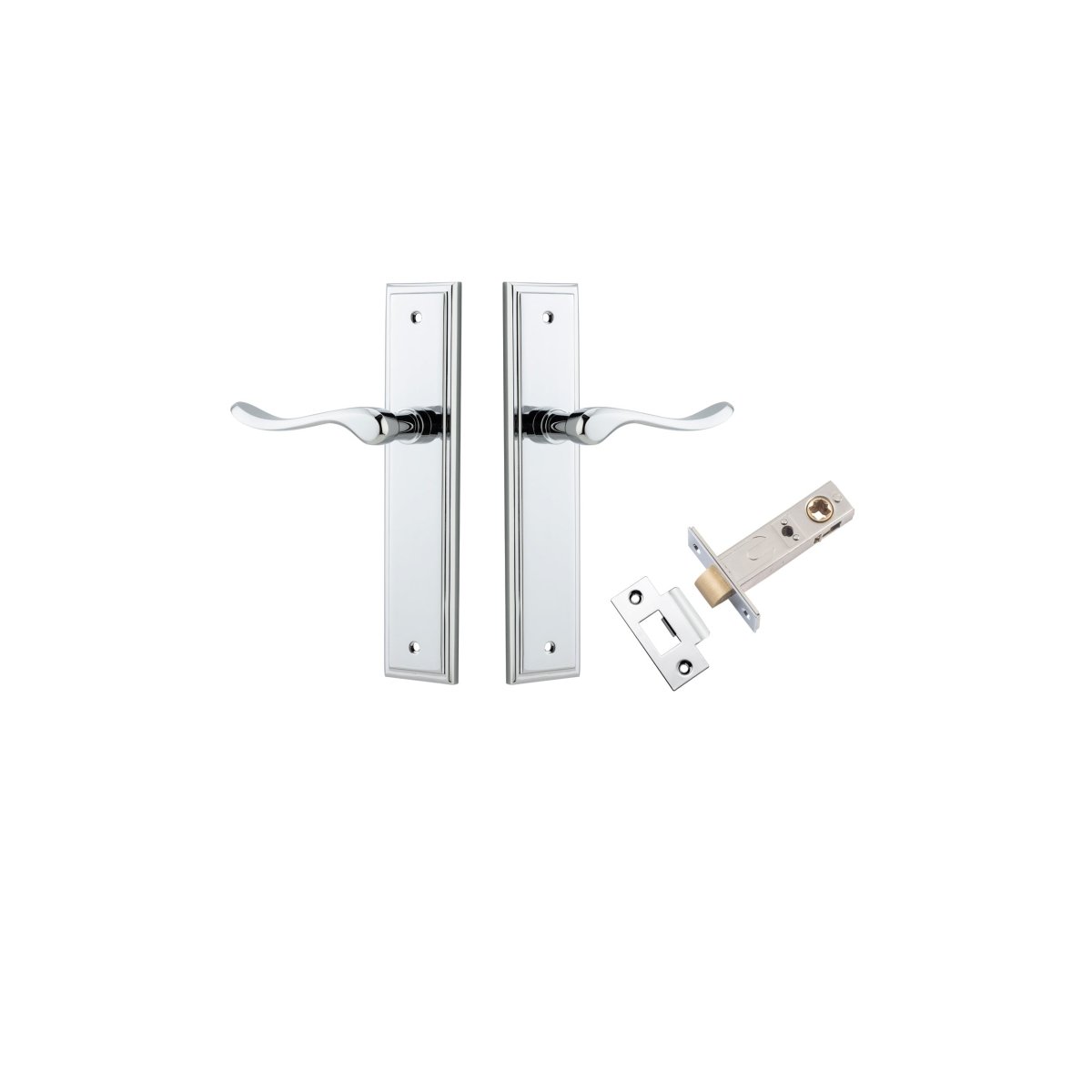 Stirling Lever - Stepped Backplate - Entry Point - Iver - Polished Chrome - Door Levers