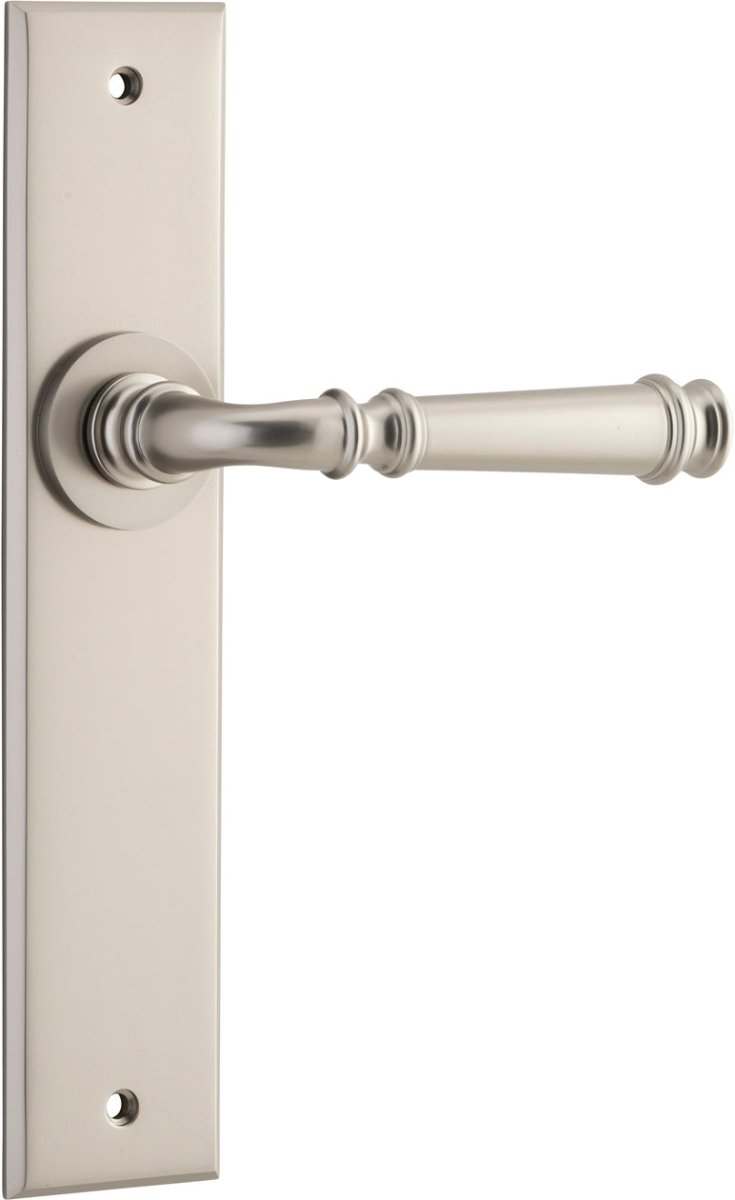 Verona Lever - Chamfered Backplate - Entry Point - Iver - Satin Nickel - Door Levers