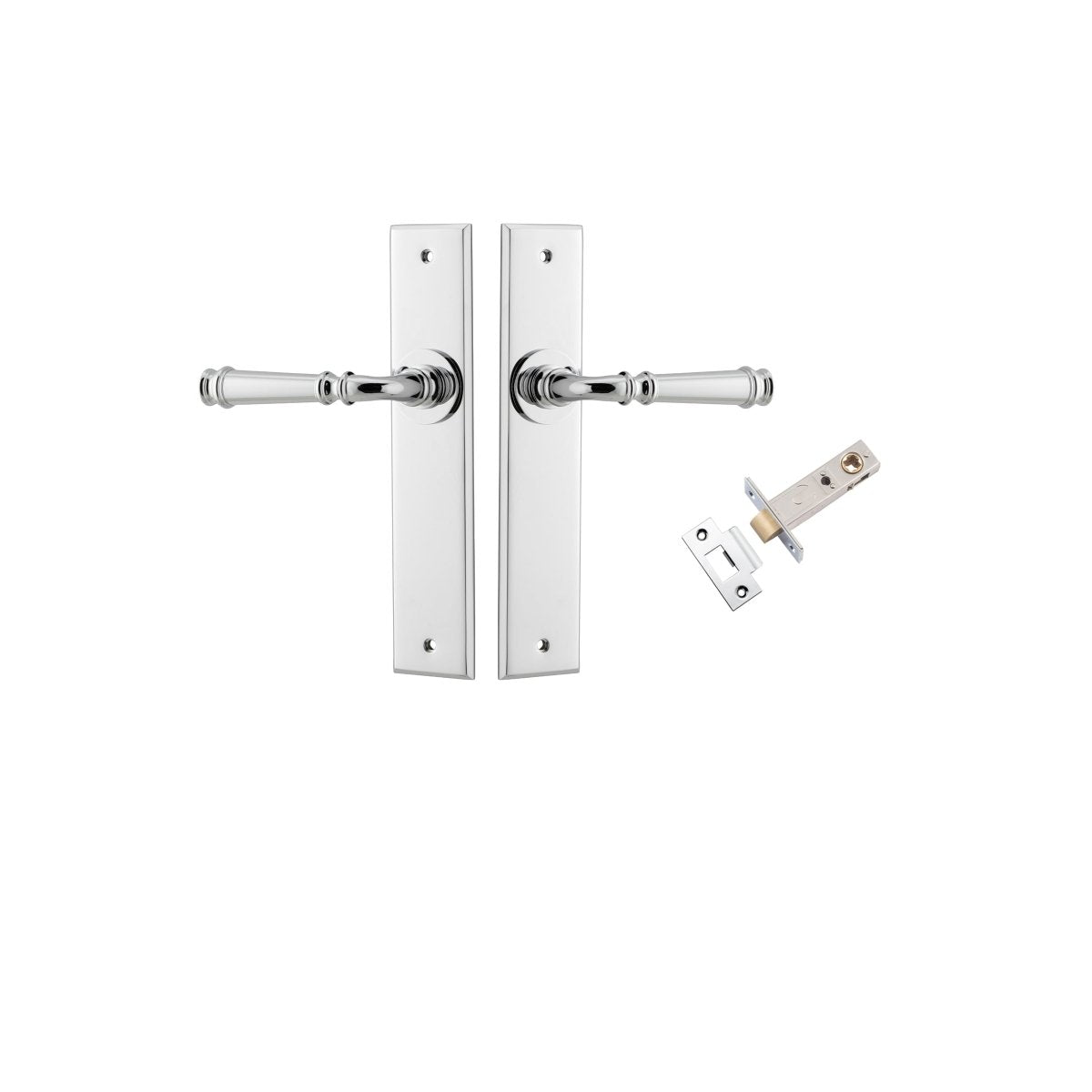 Verona Lever - Chamfered Backplate - Entry Point - Iver - Polished Chrome - Door Levers