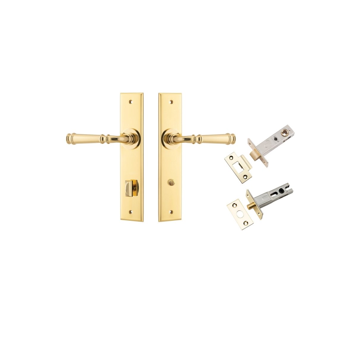 Verona Lever - Chamfered Backplate - Entry Point - Iver - Polished Brass - Door Levers