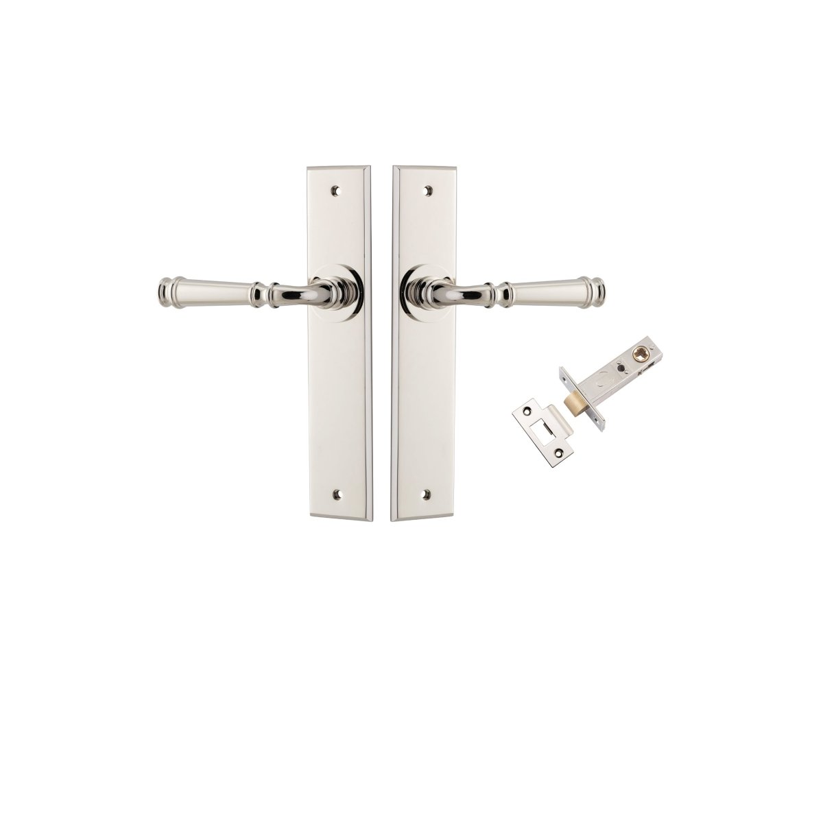 Verona Lever - Chamfered Backplate - Entry Point - Iver - Polished Nickel - Door Levers