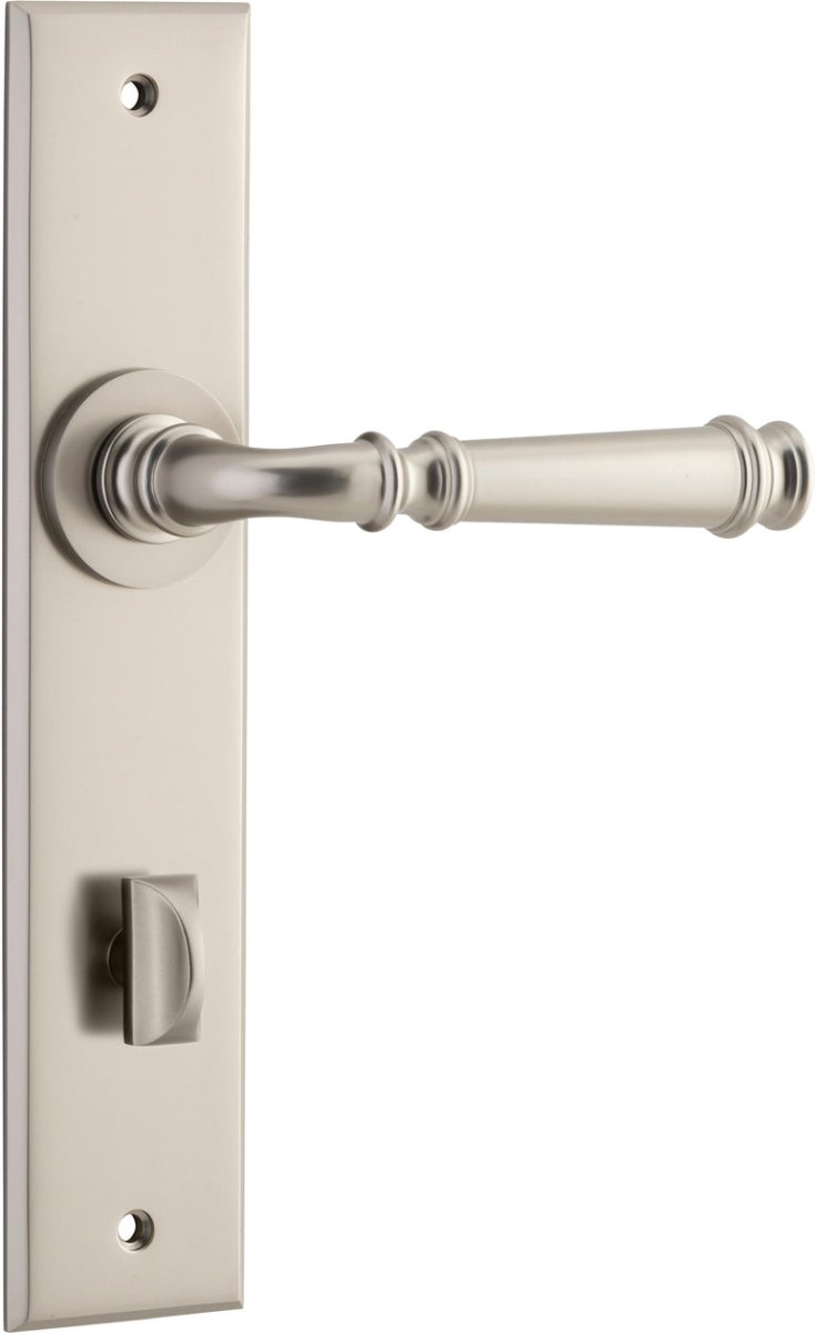 Verona Lever - Chamfered Backplate - Entry Point - Iver - Satin Nickel - Door Levers