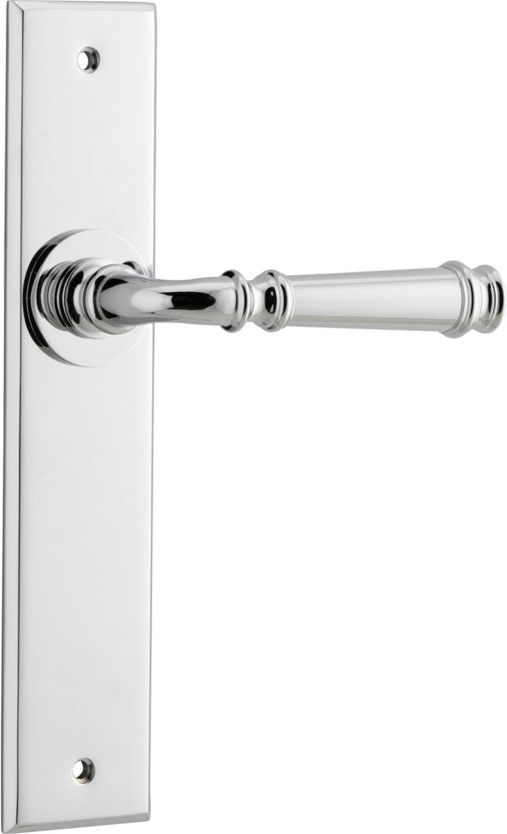 Verona Lever - Chamfered Backplate - Entry Point - Iver - Polished Chrome - Door Levers