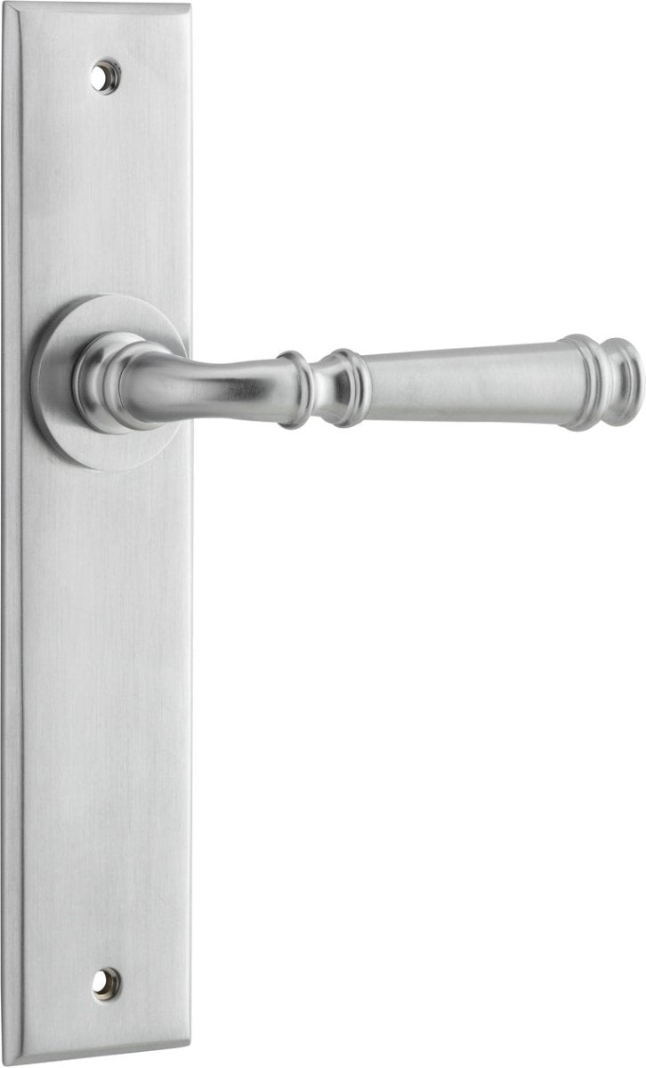 Verona Lever - Chamfered Backplate - Entry Point - Iver - Brushed Chrome - Door Levers