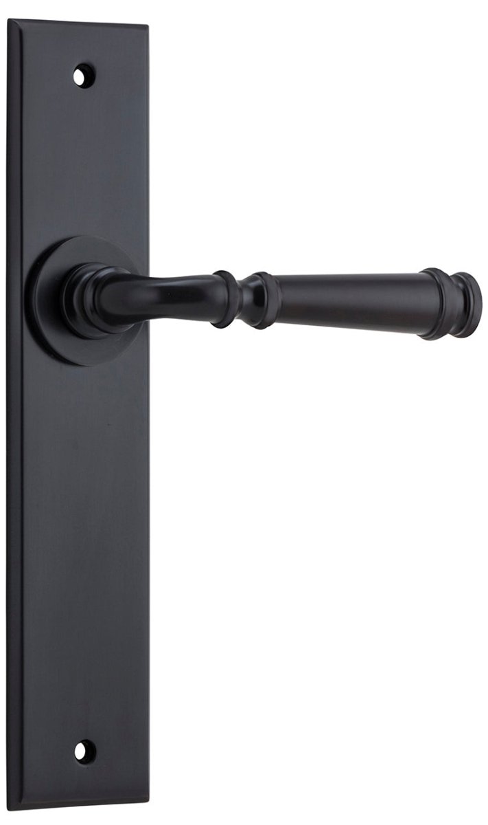 Verona Lever - Chamfered Backplate - Entry Point - Iver - Matt Black - Door Levers