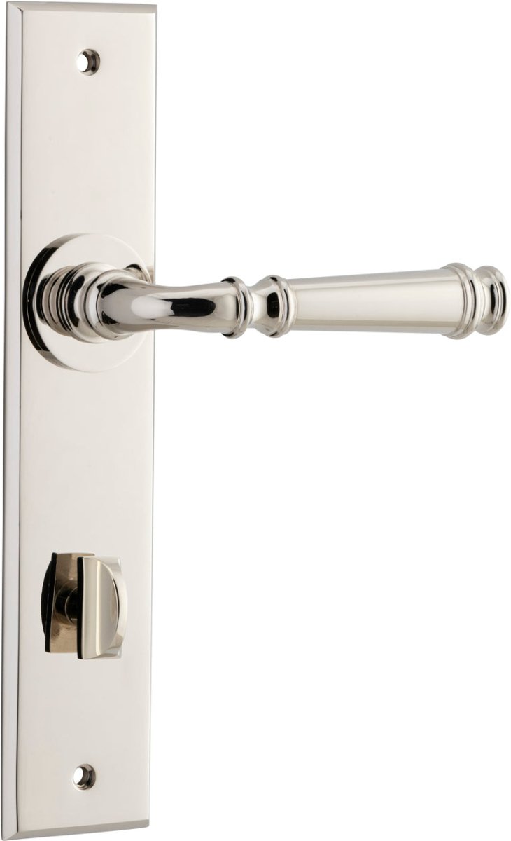 Verona Lever - Chamfered Backplate - Entry Point - Iver - Polished Nickel - Door Levers