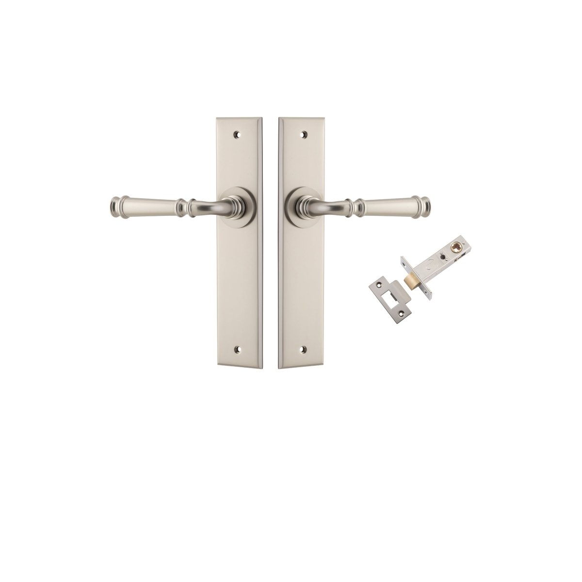 Verona Lever - Chamfered Backplate - Entry Point - Iver - Satin Nickel - Door Levers