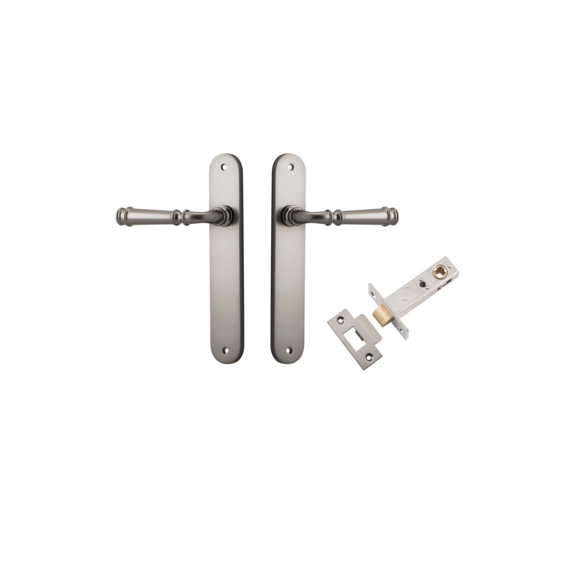 Verona Lever - Oval Backplate - Entry Point - Iver - Satin Nickel - Door Levers