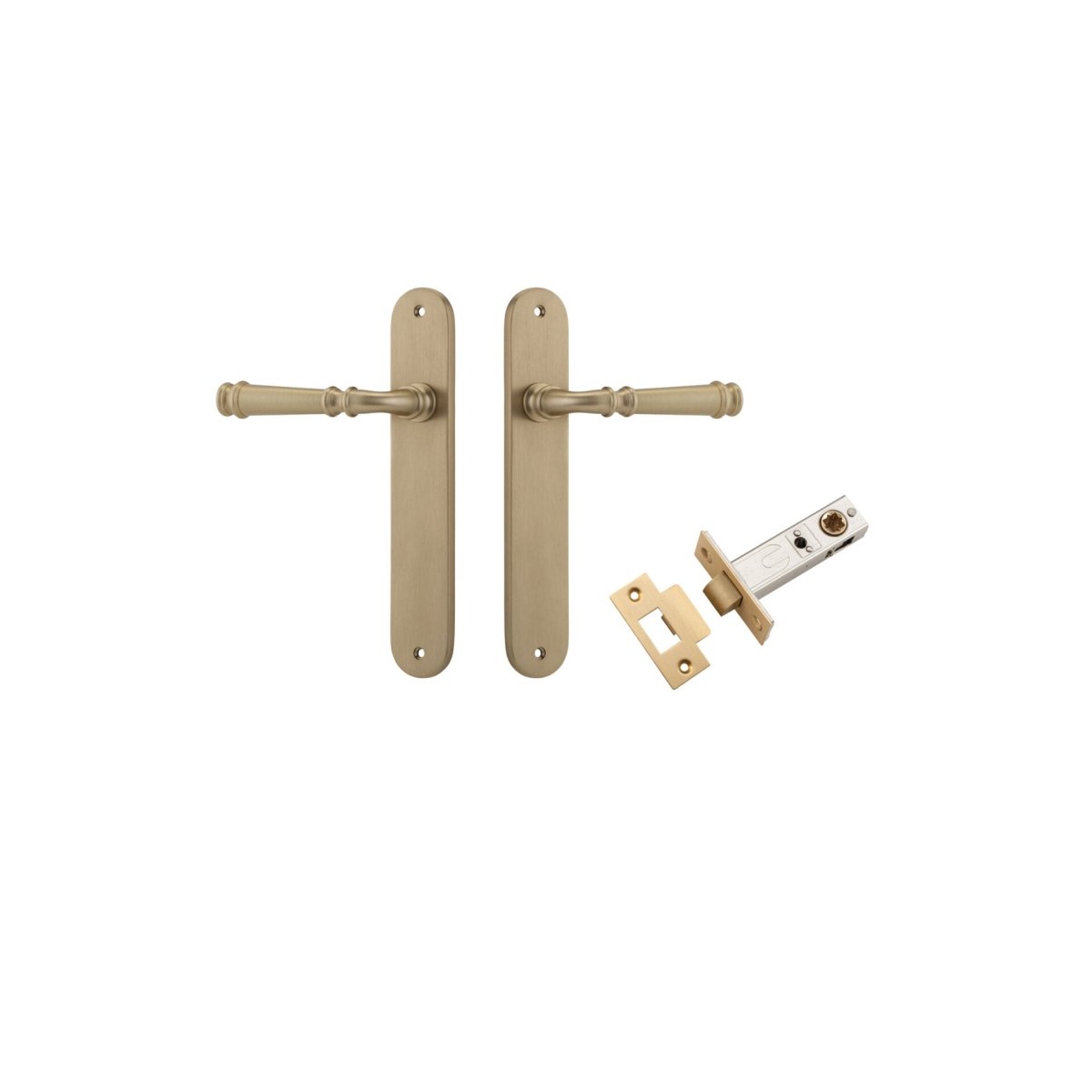 Verona Lever - Oval Backplate - Entry Point - Iver - Brushed Brass - Door Levers