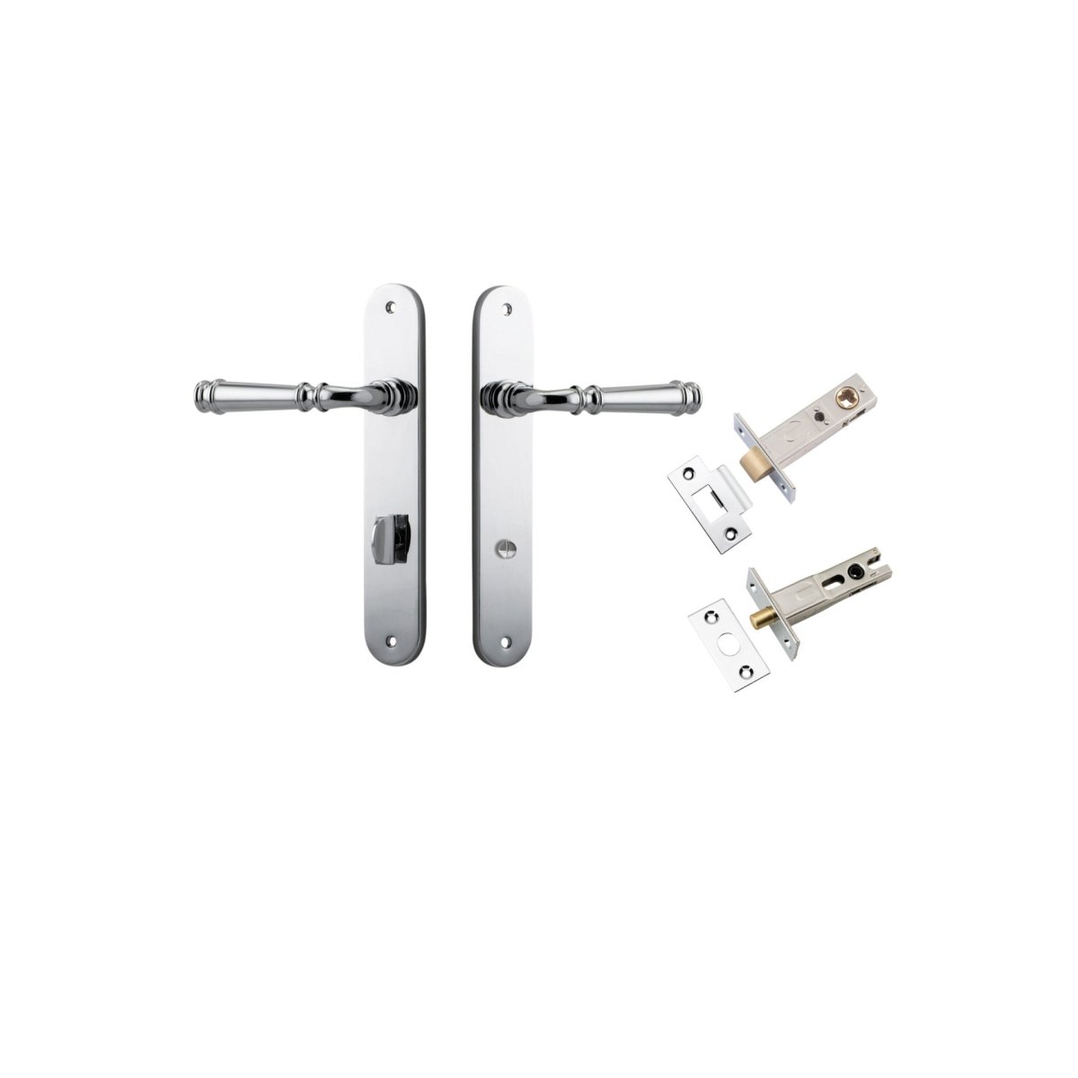 Verona Lever - Oval Backplate - Entry Point - Iver - Polished Chrome - Door Levers