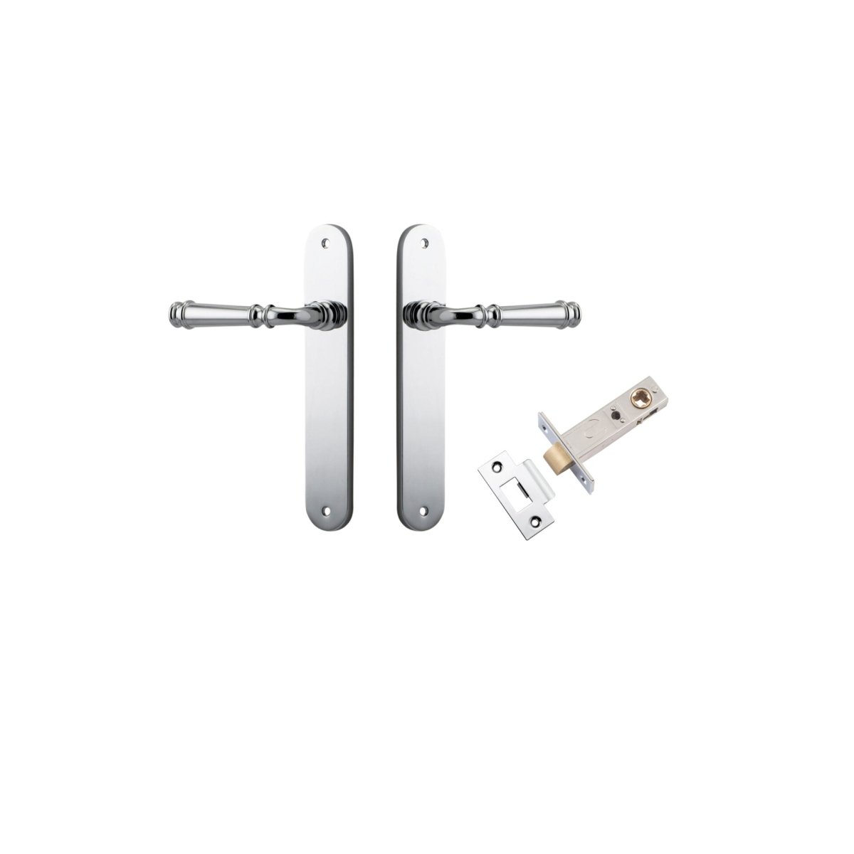 Verona Lever - Oval Backplate - Entry Point - Iver - Polished Chrome - Door Levers