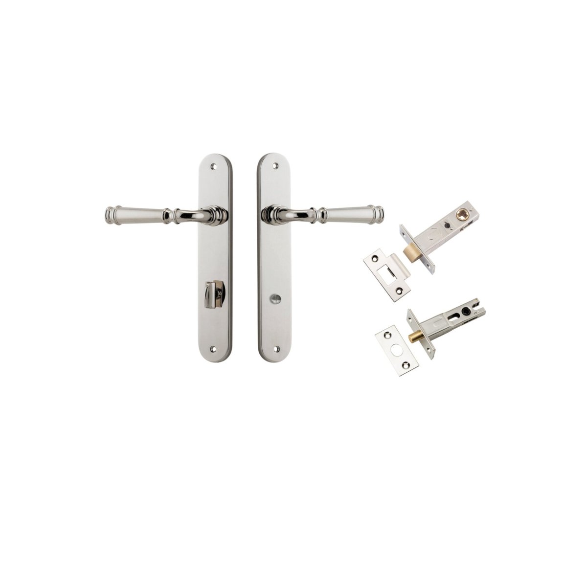 Verona Lever - Oval Backplate - Entry Point - Iver - Polished Nickel - Door Levers