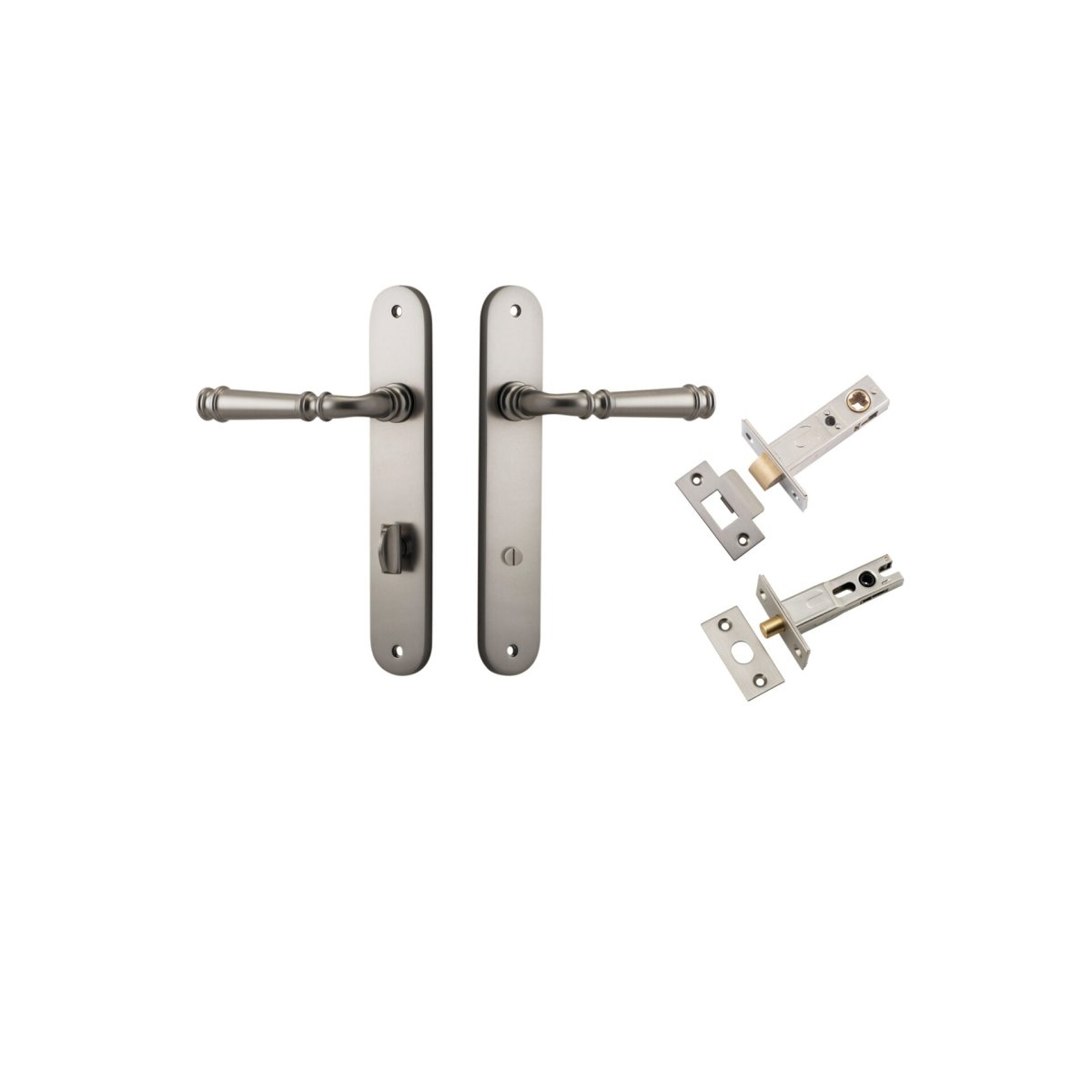 Verona Lever - Oval Backplate - Entry Point - Iver - Satin Nickel - Door Levers