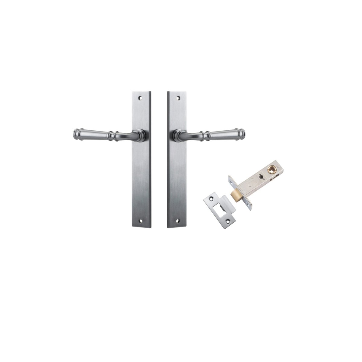 Verona Lever - Rectangular Backplate - Entry Point - Iver - Brushed Chrome - Door Levers