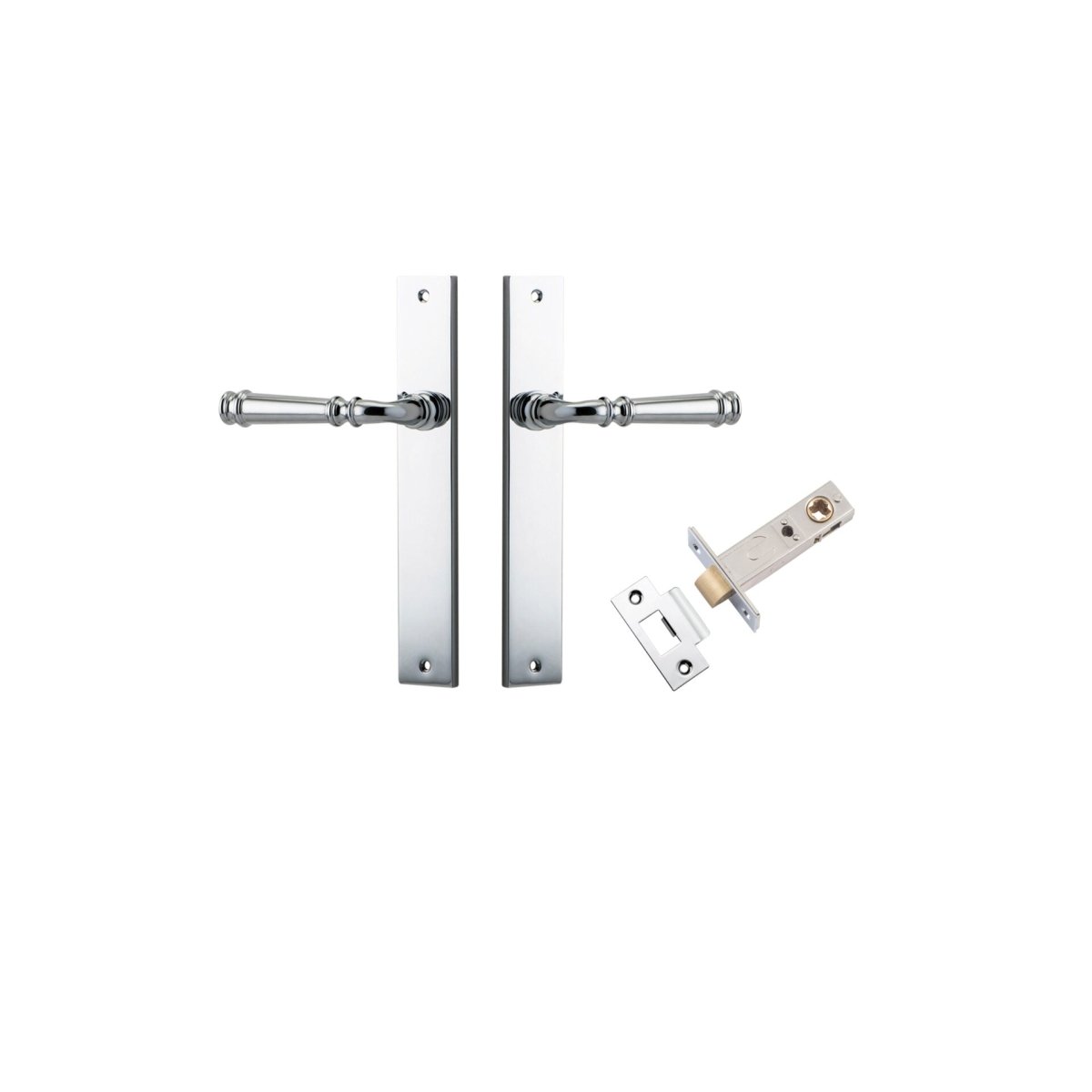 Verona Lever - Rectangular Backplate - Entry Point - Iver - Polished Chrome - Door Levers