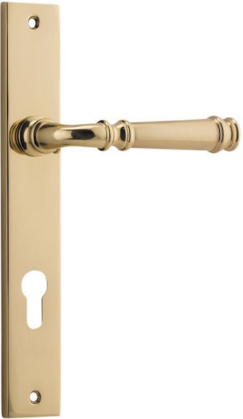 Verona Lever - Rectangular Backplate - Entry Point - Iver - Polished Brass - Door Levers