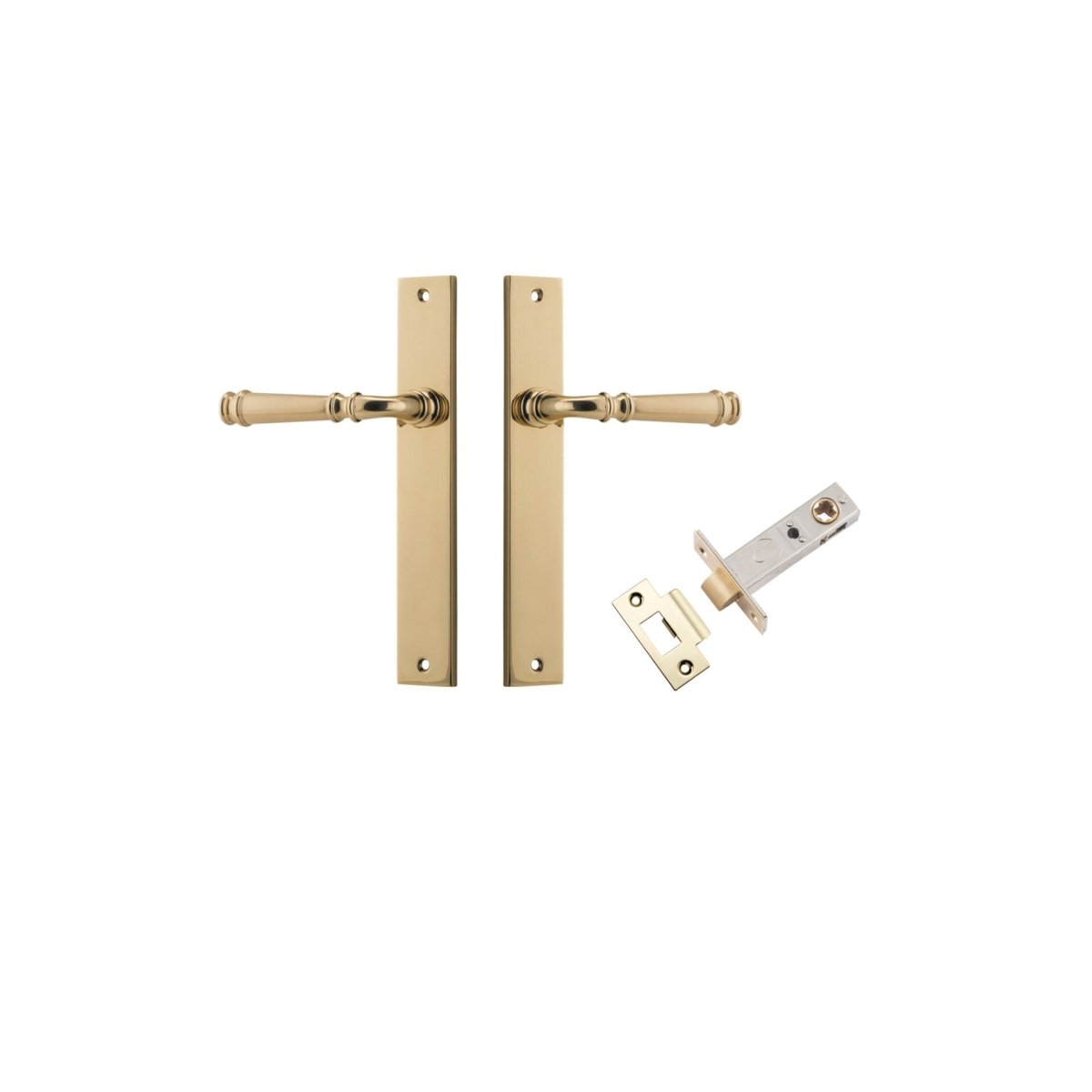 Verona Lever - Rectangular Backplate - Entry Point - Iver - Polished Brass - Door Levers