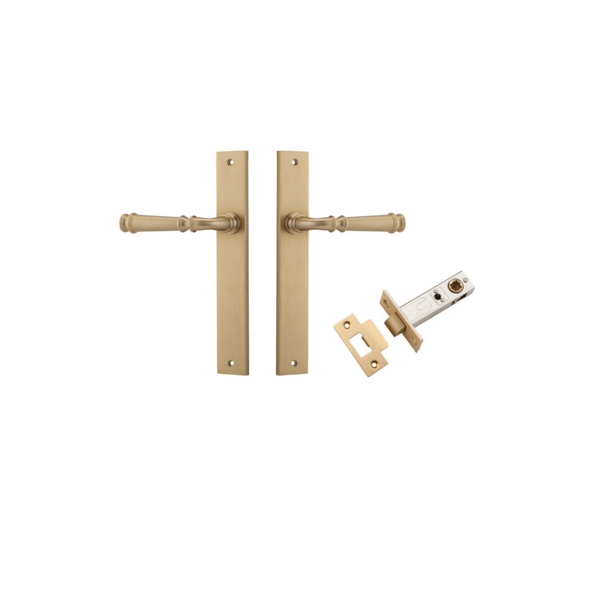 Verona Lever - Rectangular Backplate - Entry Point - Iver - Brushed Brass - Door Levers