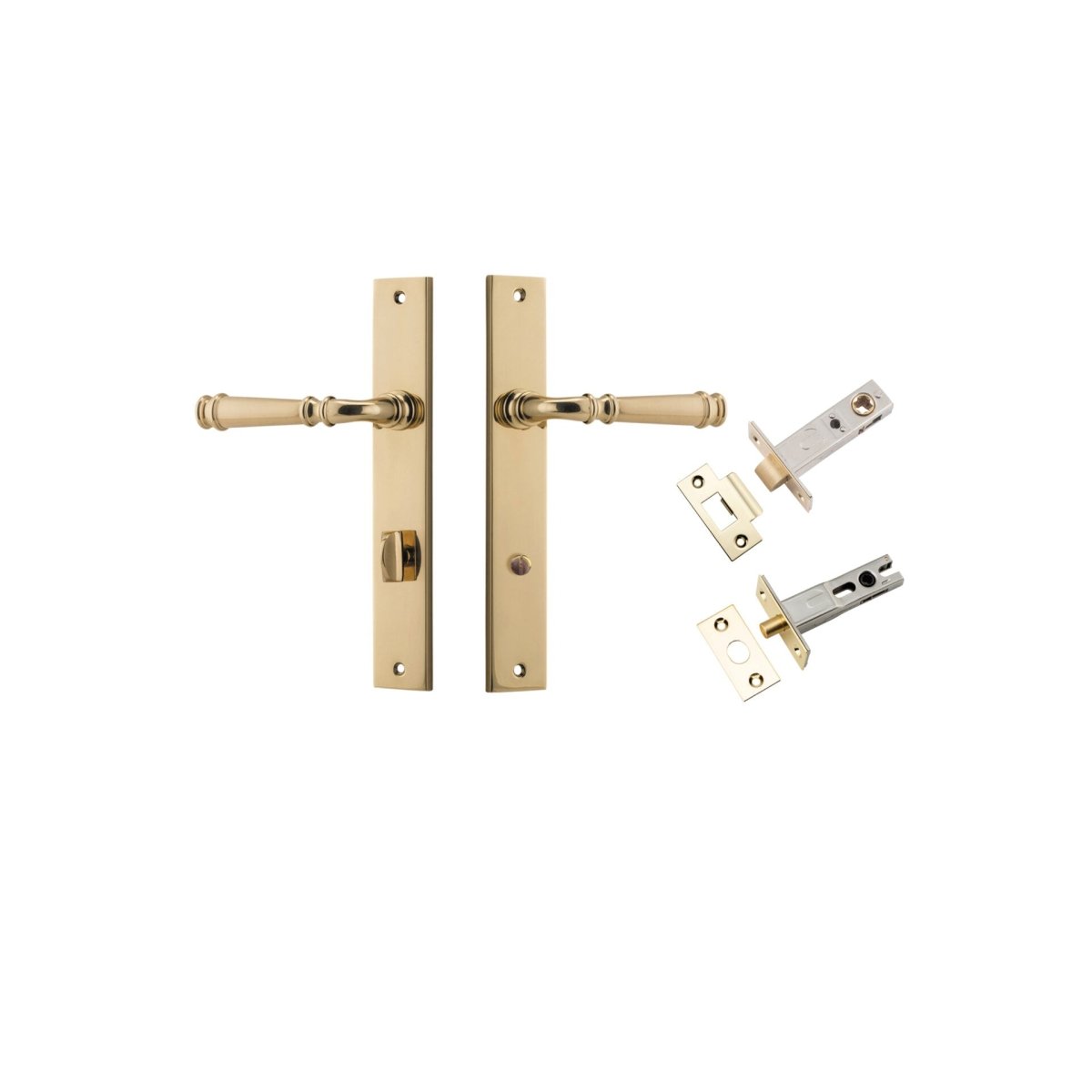 Verona Lever - Rectangular Backplate - Entry Point - Iver - Polished Brass - Door Levers