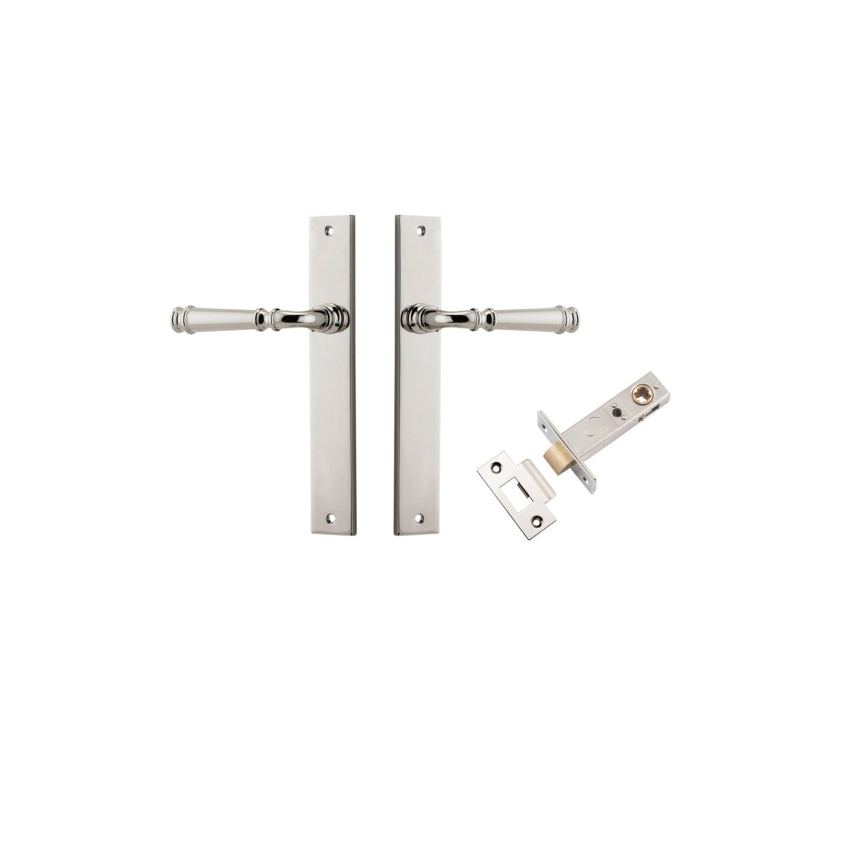 Verona Lever - Rectangular Backplate - Entry Point - Iver - Polished Nickel - Door Levers