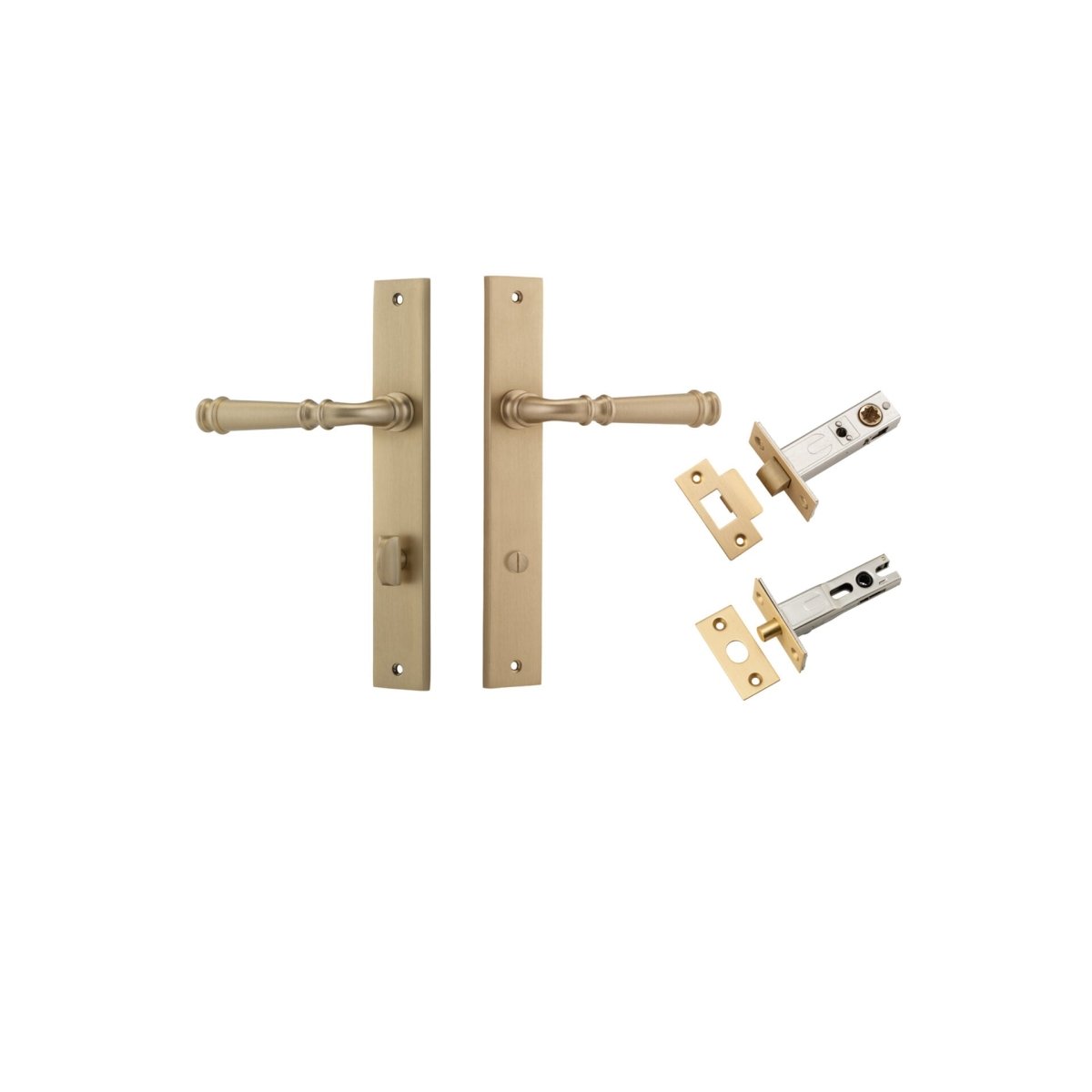 Verona Lever - Rectangular Backplate - Entry Point - Iver - Brushed Brass - Door Levers