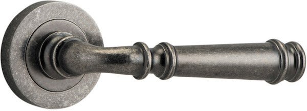 Verona Lever - Round Rose - Entry Point - Iver - Distressed Nickel - Door Levers