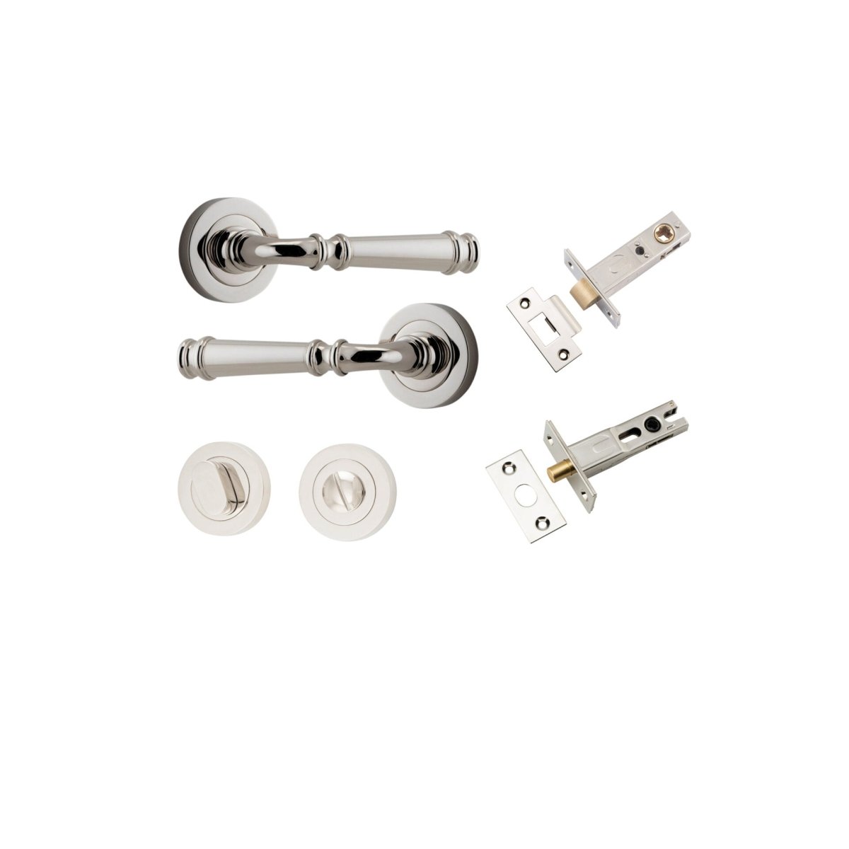 Verona Lever - Round Rose - Entry Point - Iver - Polished Nickel - Door Levers