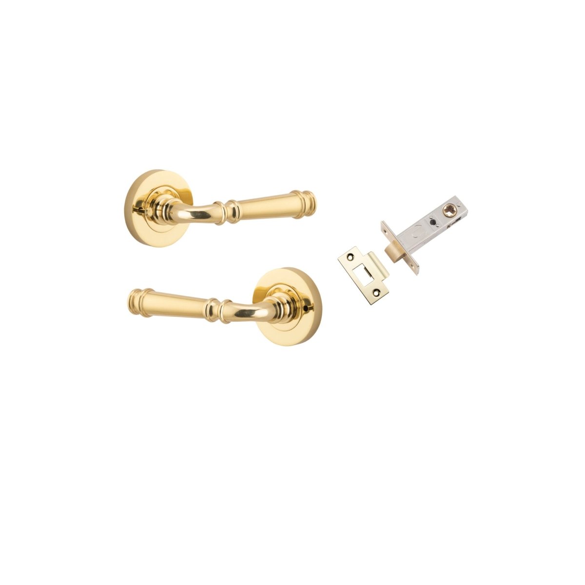 Verona Lever - Round Rose - Entry Point - Iver - Polished Brass - Door Levers