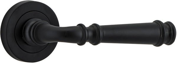 Verona Lever - Round Rose - Entry Point - Iver - Matt Black - Door Levers